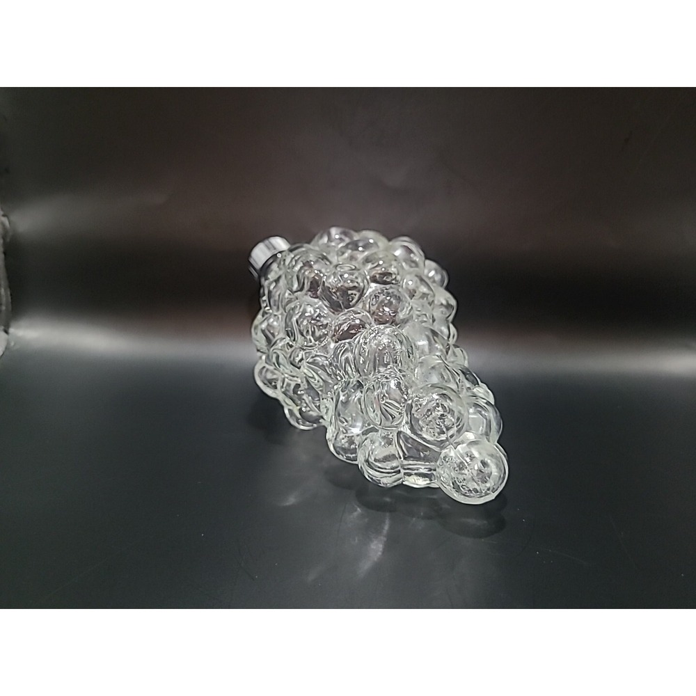Vintage Clear Glass Bunch Grape Shaped Bottle Silver Tone Cap Made In France P9 - Picture 2 of 4